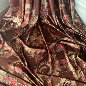 1 meter brown rose print velvet fabric 58” wide