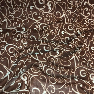 1 meter brown swirl floral design soft chiffon fabric 45” wide
