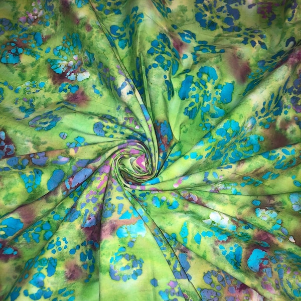 1 mètre vert lime tie dye 100% coton tissu batik 45 » de large