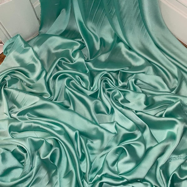 1 meter mint green silky soft charmeuse satin fabric 58” wide