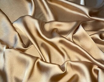 1 meter dark gold silky soft charmeuse satin fabric 58” wide