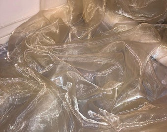 1 meter light gold soft organza voile wedding bridal fabric 58” wide