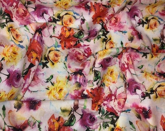 1 Meter bunte Rose floral weicher Digitaldruck 100% Baumwollstoff 45" breit