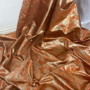 1 meter copper/gold floral brocade fabric 58” wide