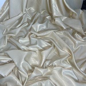 1 meter beige/gold polyester soft shimmer bridal dress fabric 58” wide