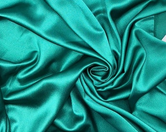 1 meter forest green luxury shiny soft silky crepe back satin bridal drape dress fabric 58” wide