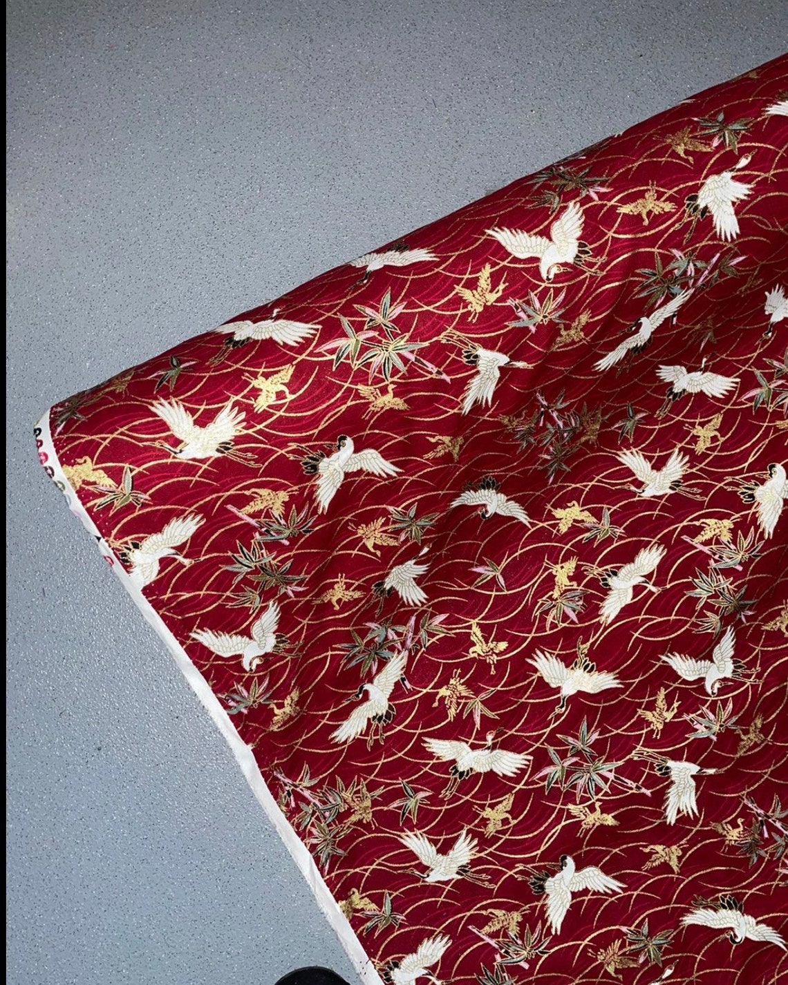 1 Meter Weinrot/Gold Kranich Vogel japanisch 100 Etsy