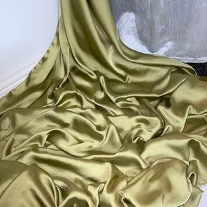 1 meter olive green silky soft charmeuse satin fabric 58” wide