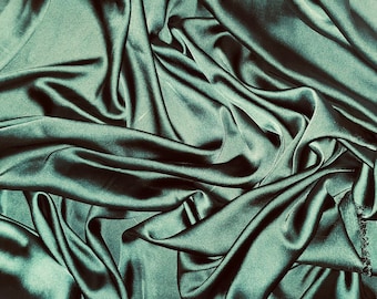 1 meter dark green silky soft charmeuse satin fabric 58” wide