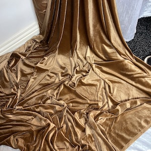1 meter Antique gold upholstery velvet/velour stretch fabric 58” wide