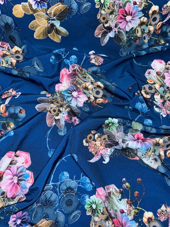 Tela Estampada Flores 58 Pulgadas Tela Crepé De Poliéster Suave Con Estampado Floral Primaveral Rosa Para Drapear Vestidos, 147 Cm Por Metro - México Tela Crepe Elástica Floral