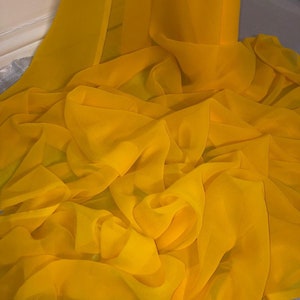 1 meter elegant bright yellow chiffon soft dress fabric floaty light weight 45” wide