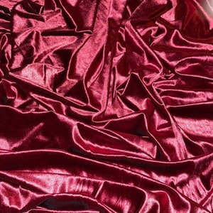 1 meter claret red silky smooth shiny velvet fabric 58” wide