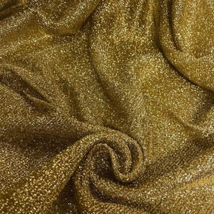 1 meter gold sparkly glittery knit lurex carnival tinsel fabric 58” wide