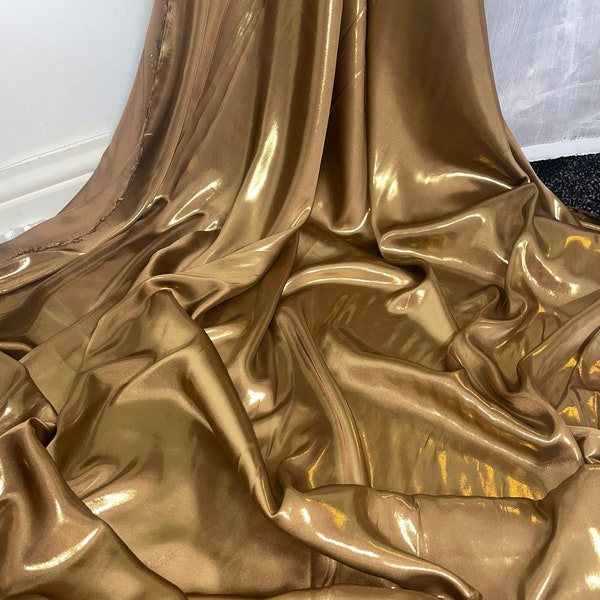 1 meter gold shiny soft shimmer satin fabric 58” wide