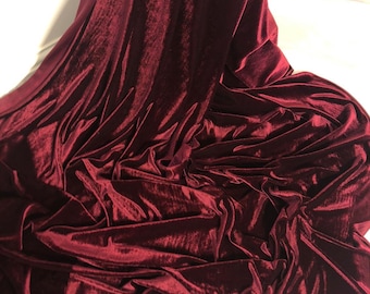 1 mètre de tissu velours de luxe rouge bordeaux/velours de 58 po. de large