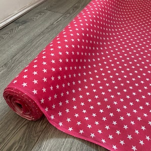 1 meter hot pink star print polycotton fabric 45” wide