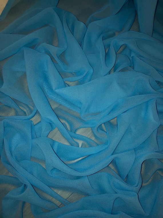 metro de elegante tela de gasa azul suave para vestidos, liviana