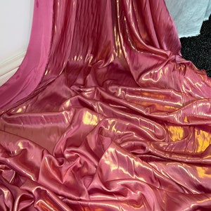 1 meter rose pink/gold soft shimmer on satin fabric 58” wide