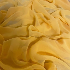1 meter elegant yellow chiffon soft dress fabric floaty light weight 45” wide