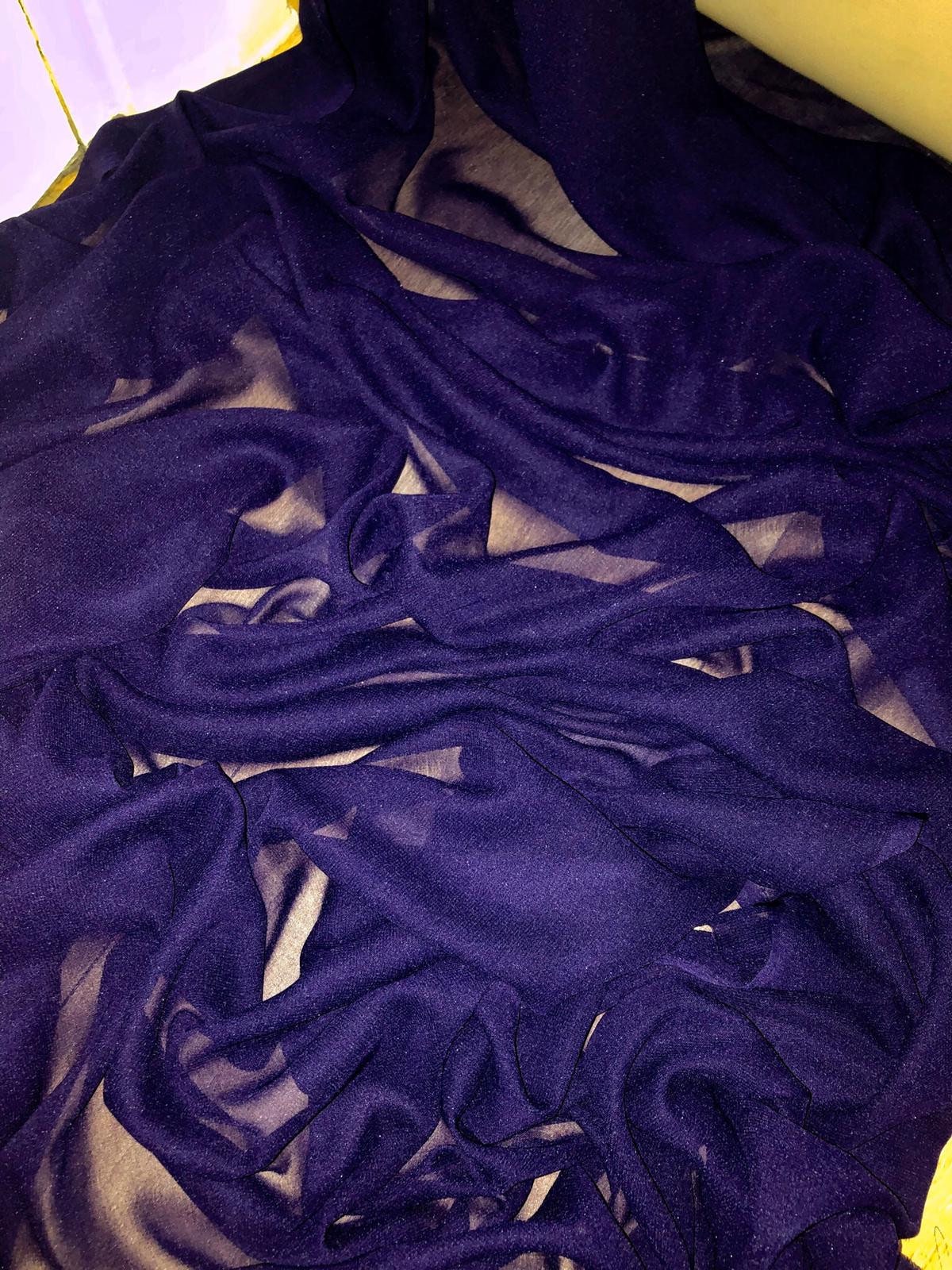 1 meter elegant dark purple chiffon soft dress fabric floaty | Etsy