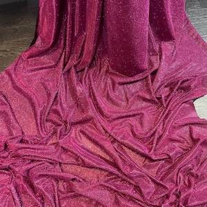 1 meter fuchsia pink sparkly glitter moonlight Dress/party/drape Fabric 58” wide