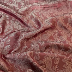 1 meter two tone dusty red paisley soft jacquard lining metallic sheen fabric 58” wide