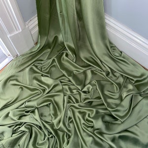 1 meter sage green silky soft floaty charmeuse satin fabric 58” wide
