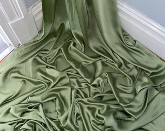 1 meter sage green silky soft charmeuse satin fabric 58” wide