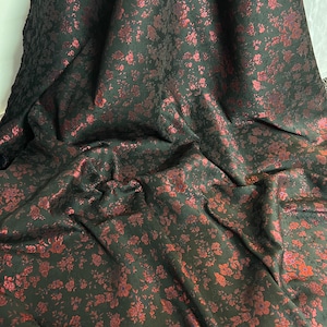 1 meter black/red floral soft brocade fabric 58” wide