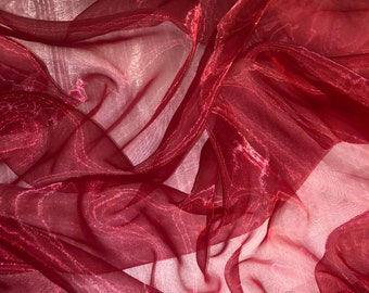 1 meter wine red soft organza voile wedding bridal fabric 58” wide
