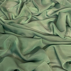 1 meter two tone sage green soft cationic chiffon 100% polyester fabric 58” wide