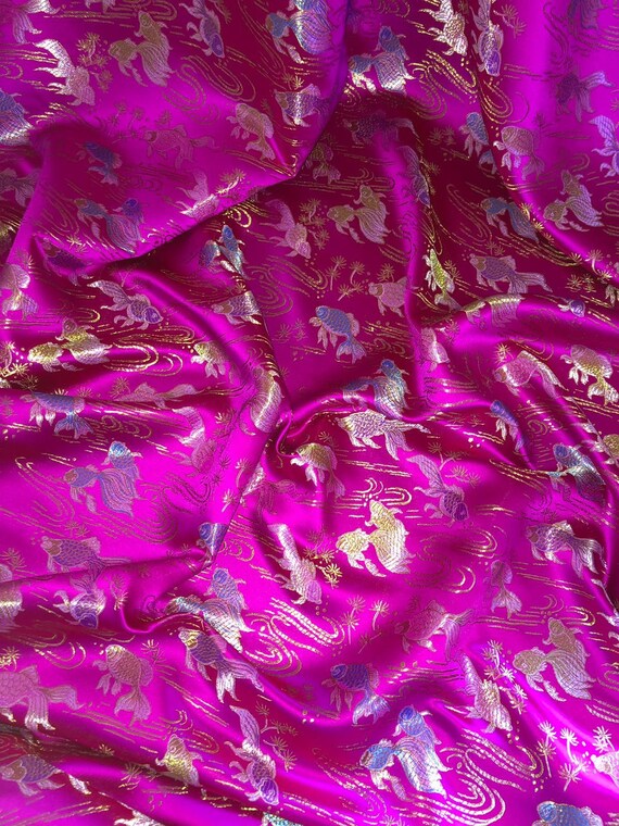 114cm 1 mtr black dragon oriental chinese brocade fabric..45” wide