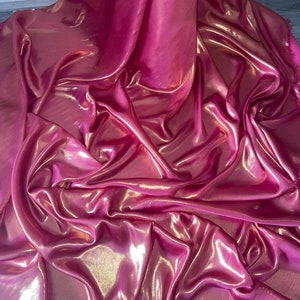 1 meter hot pink/gold shiny soft shimmer satin fabric 58” wide