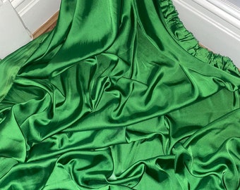 1 meter emerald green silky soft charmeuse satin fabric 58” wide