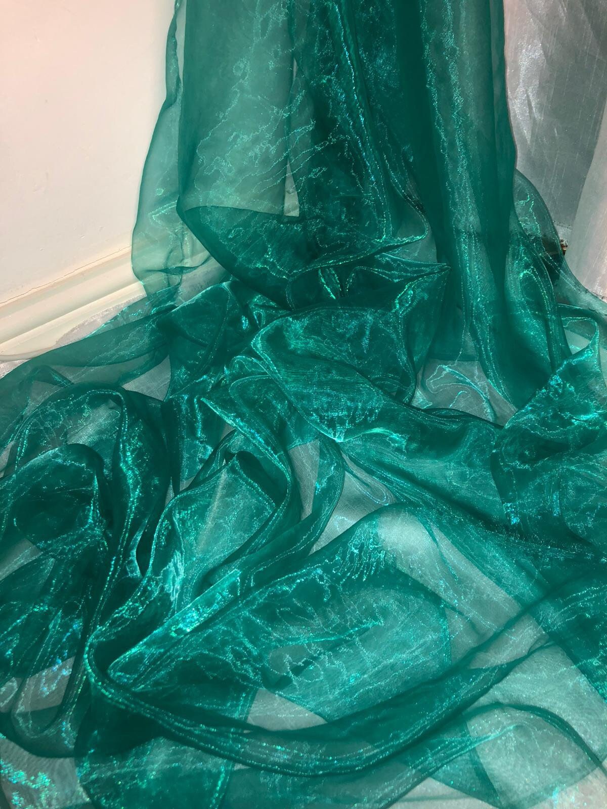 1 mtr green soft organza voile wedding bridal fabric 58 wide | Etsy