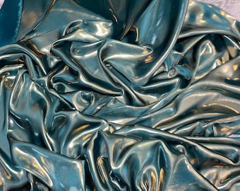 1 meter teal/gold soft shimmer on satin fabric 58” wide