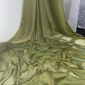 1 meter two tone olive green soft cationic chiffon 100% polyester fabric 58” wide