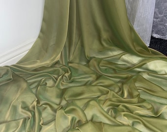 1 meter two tone olive green soft cationic chiffon 100% polyester fabric 58” wide