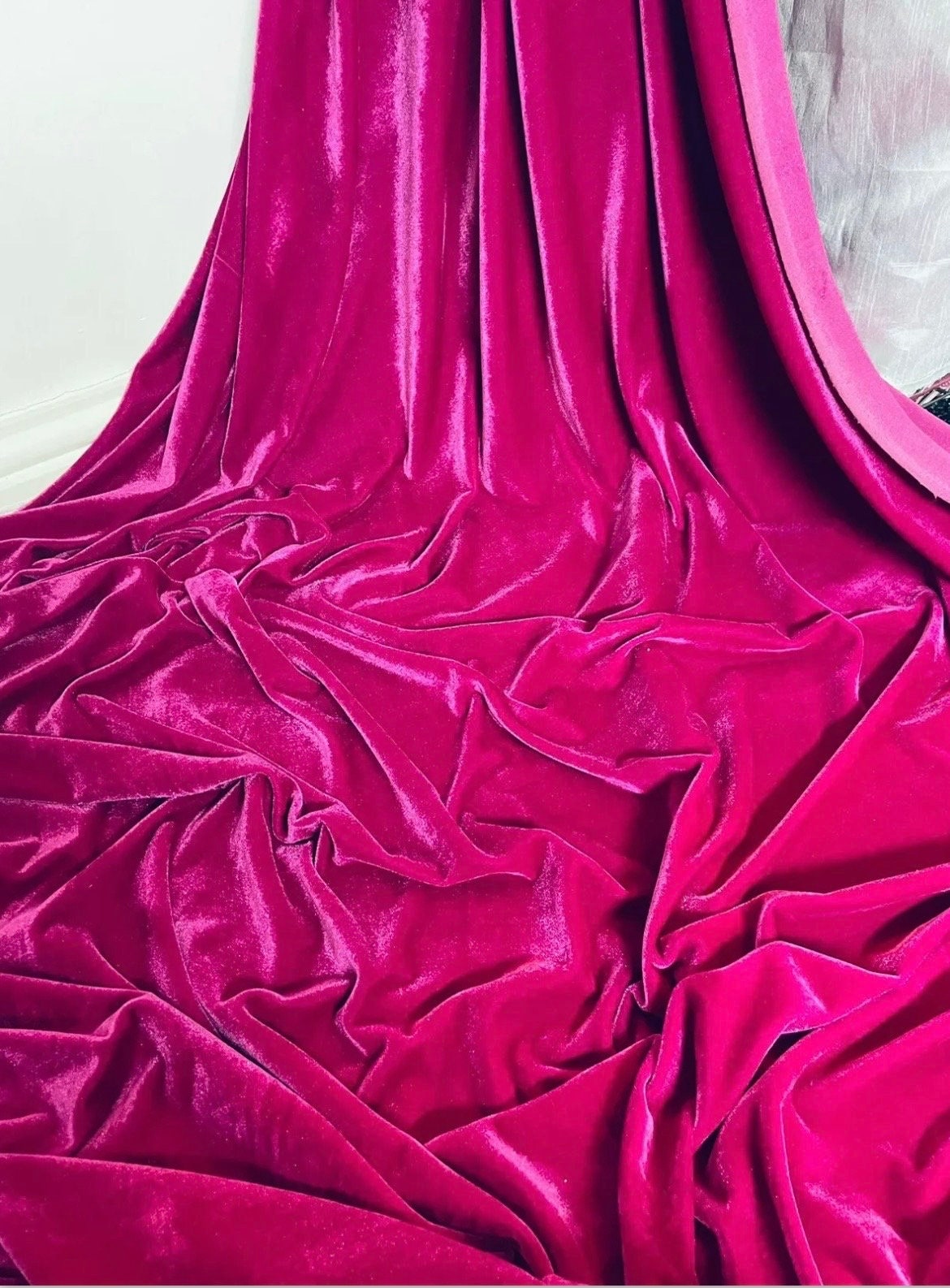Princess NEON PINK Polyester Spandex Stretch Velvet Fabric for