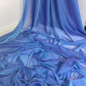 1 meter two tone blue soft cationic chiffon 100% polyester fabric 58” wide