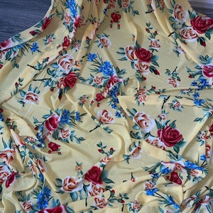 1 meter elegante gele bloemenprint zachte chiffon jurk 58" breed