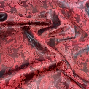 1 meter two tone wine red paisley soft jacquard lining metallic sheen fabric 58” wide