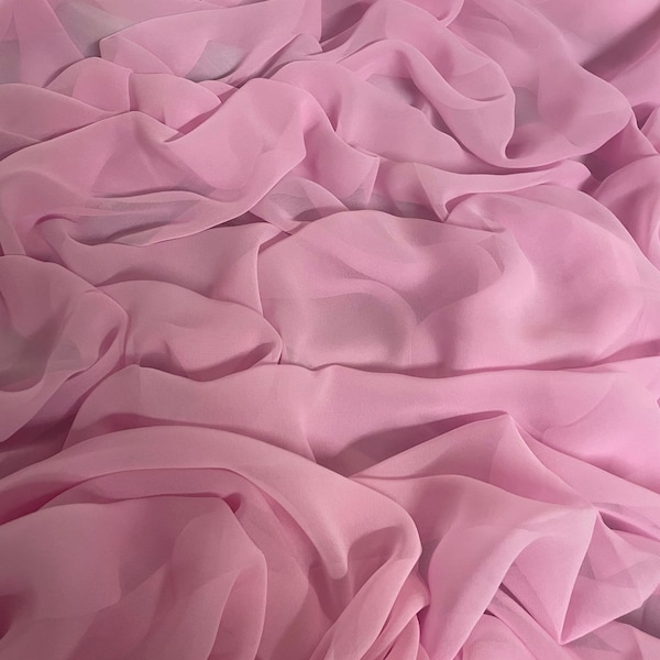 1 meter elegant baby pink chiffon soft dress fabric floaty light weight 45” wide