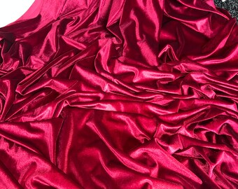 1 mètre de tissu velours d'ameublement rouge bordeaux/velours extensible de 58 po. de large