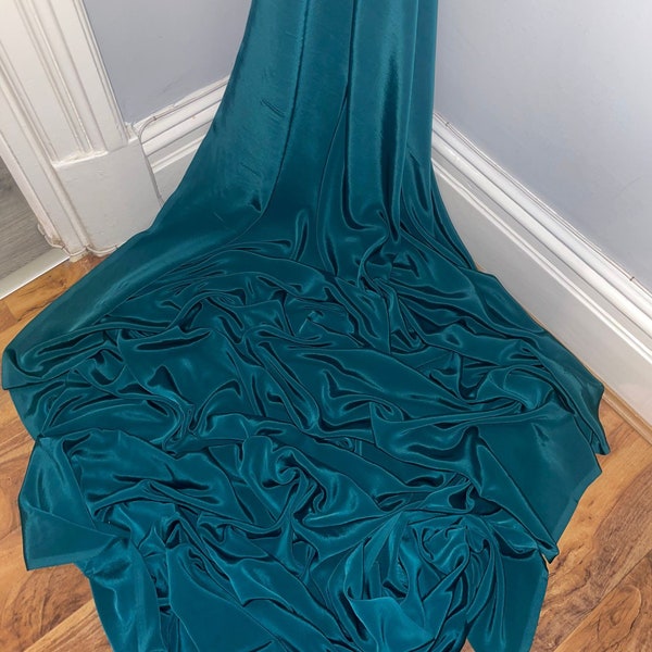 1 meter teal luxury silky soft crepe de chine lining fabric 45” wide