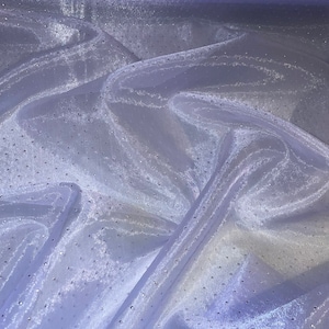 1 meter lilac soft dew drop studded organza fabric 45” wide