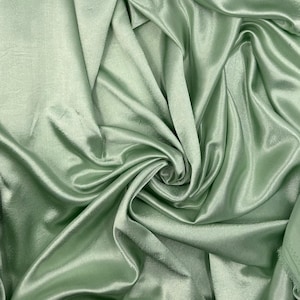 1 meter sage green luxury shiny soft silky crepe back satin bridal drape dress fabric 58” wide