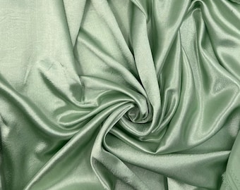 1 meter sage green luxury shiny soft silky crepe back satin bridal drape dress fabric 58” wide