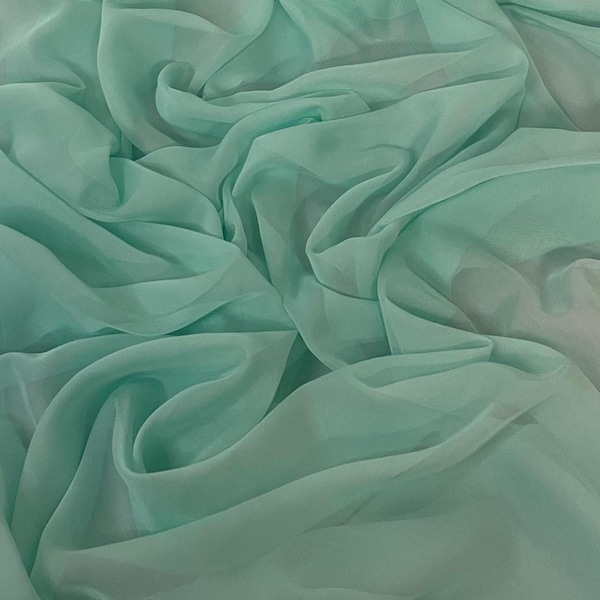 1 meter mint green soft cationic chiffon 100% polyester fabric 58” wide